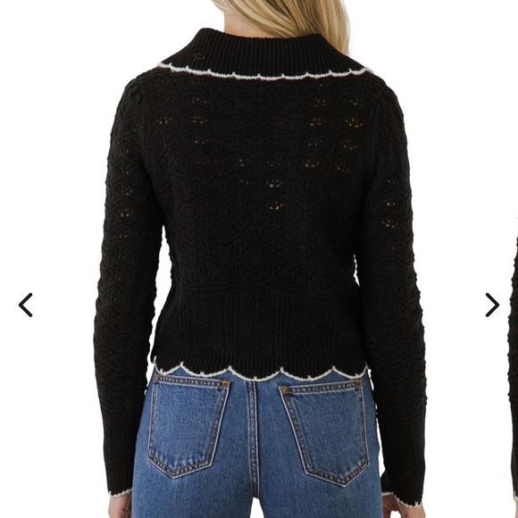 Endless Rose Scallop Collared Trim Knit Cardigan - Picture 3 of 7